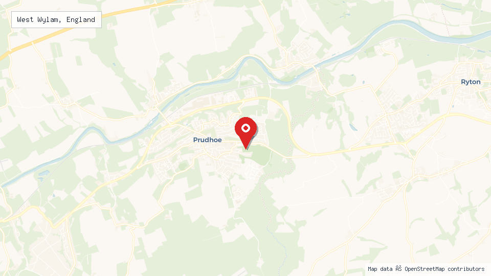 Street map of West Wylam, England with location pin