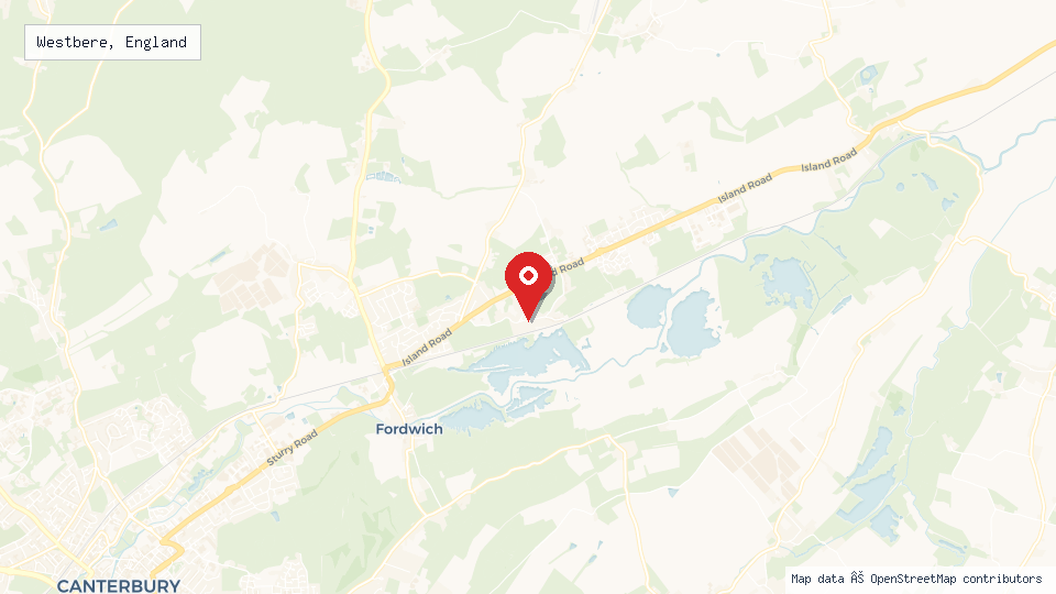 Street map of Westbere, England with location pin