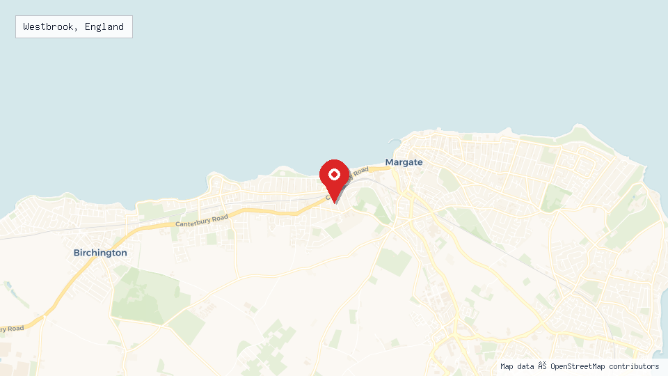Street map of Westbrook, England with location pin