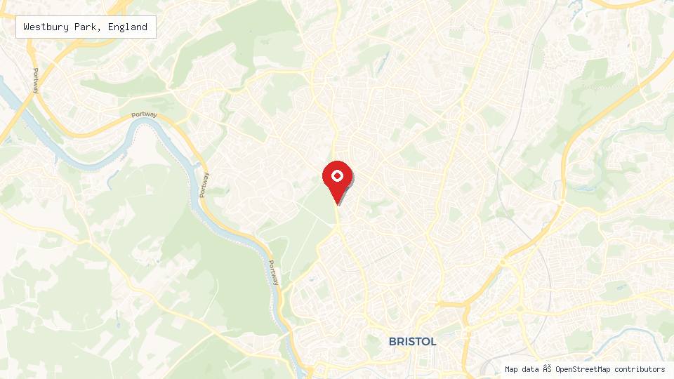 Street map of Westbury Park, England with location pin