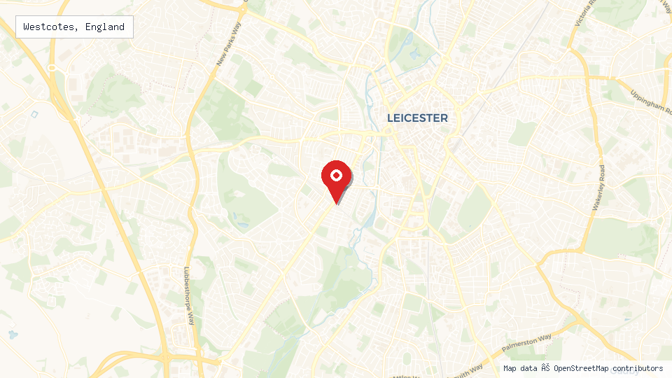 Street map of Westcotes, England with location pin