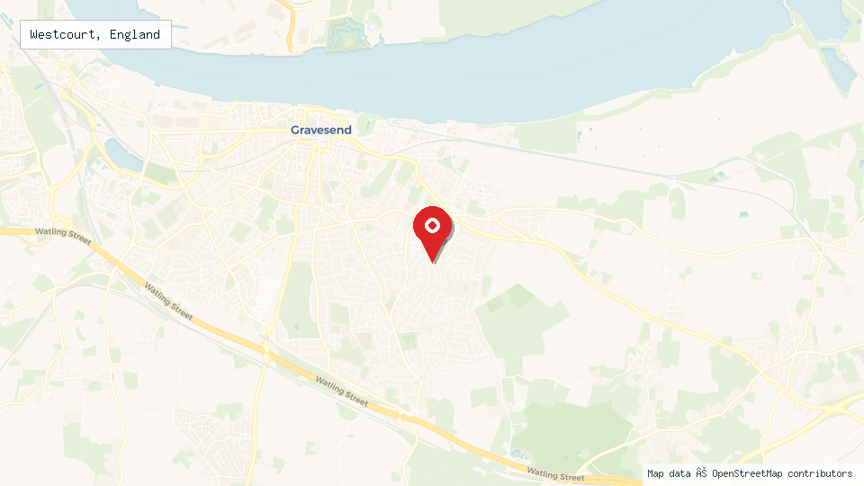Street map of Westcourt, England with location pin