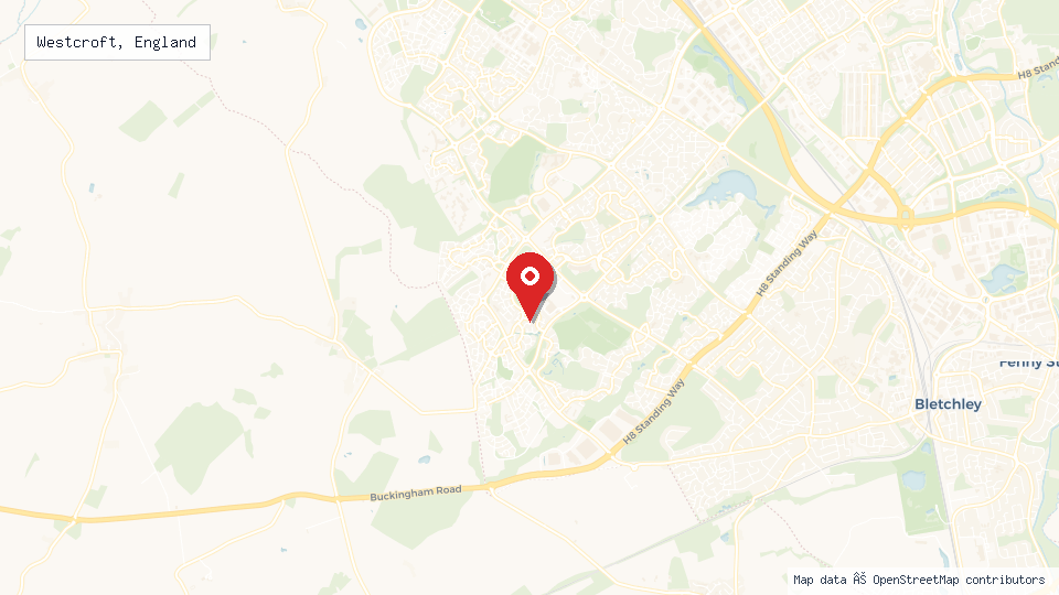 Street map of Westcroft, England with location pin