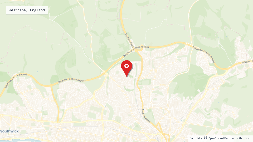 Street map of Westdene, England with location pin