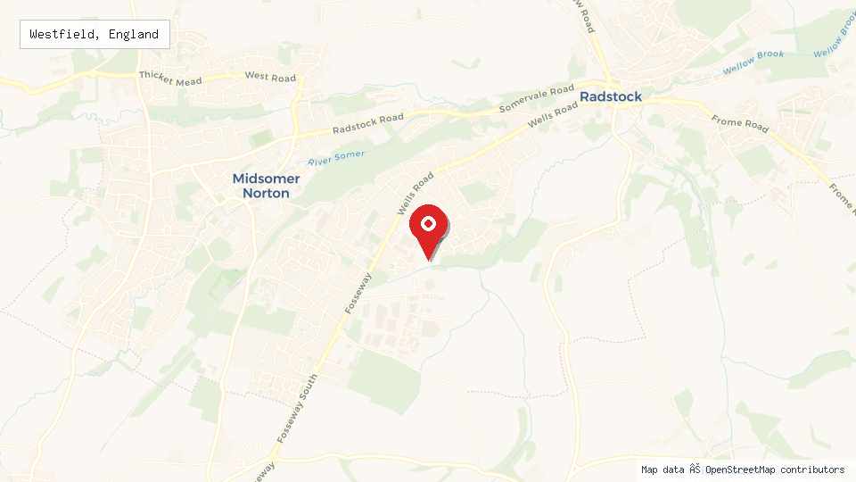 Street map of Westfield, England with location pin