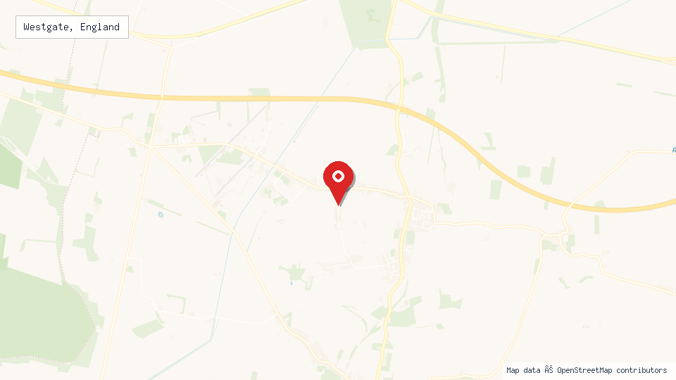 Street map of Westgate, England with location pin