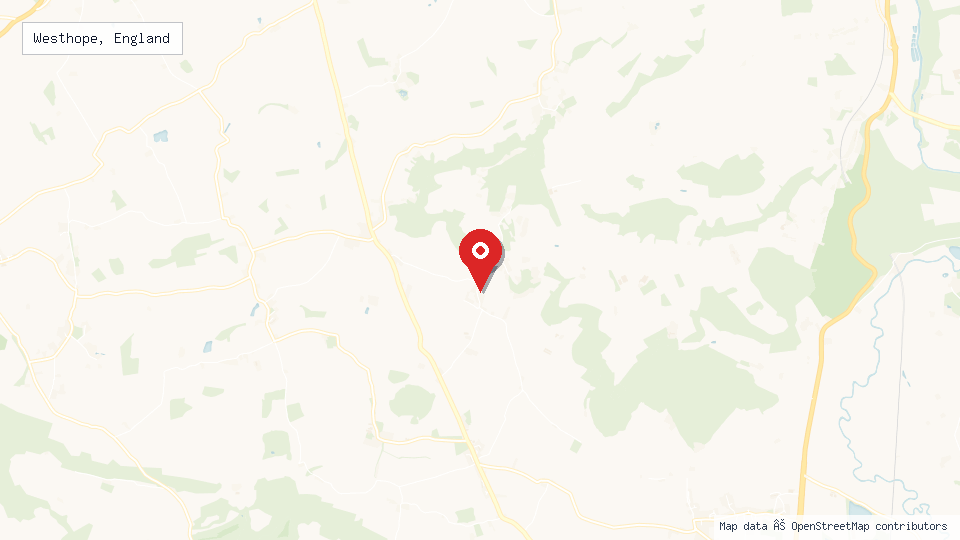 Street map of Westhope, England with location pin