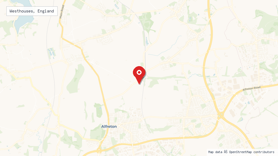 Street map of Westhouses, England with location pin