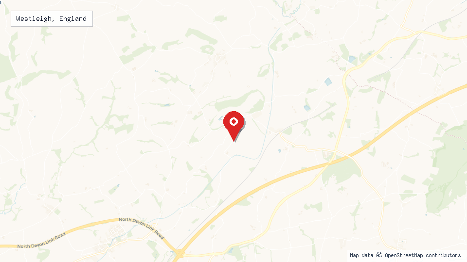 Street map of Westleigh, England with location pin