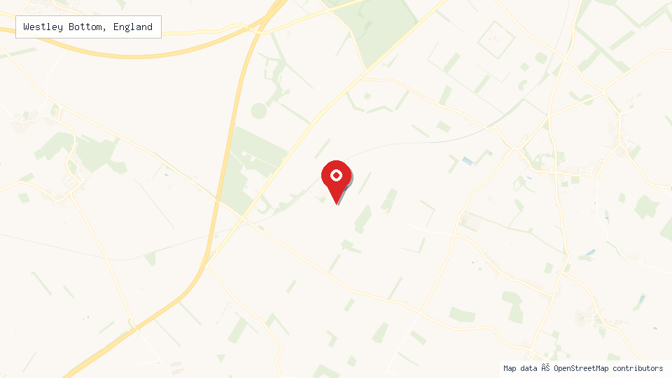 Street map of Westley Bottom, England with location pin