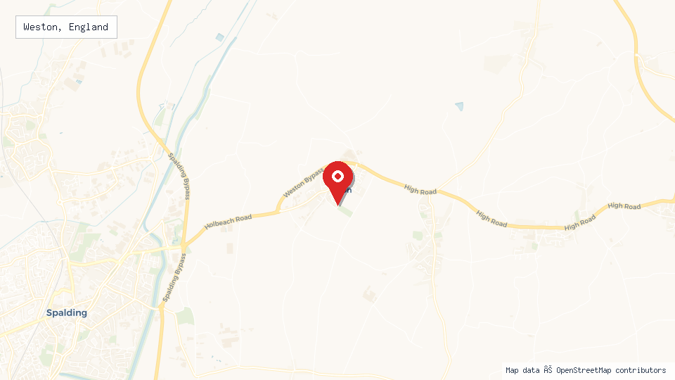 Street map of Weston, England with location pin