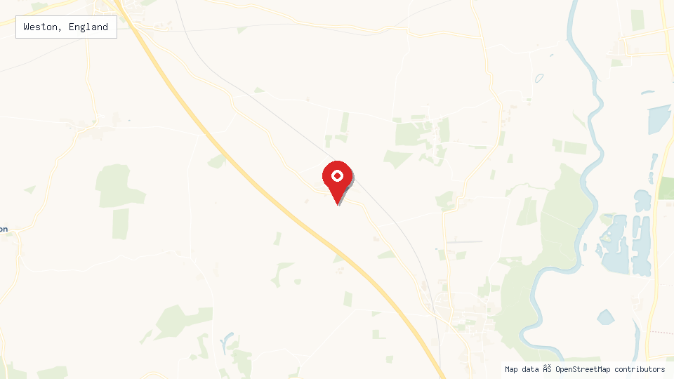 Street map of Weston, England with location pin