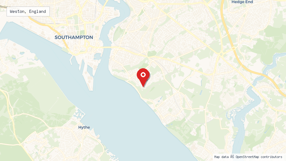 Street map of Weston, England with location pin