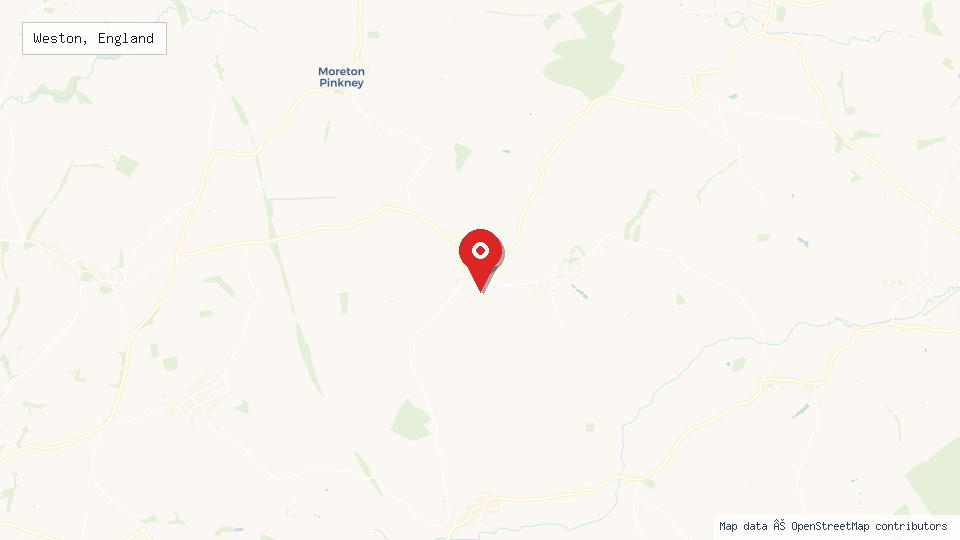 Street map of Weston, England with location pin