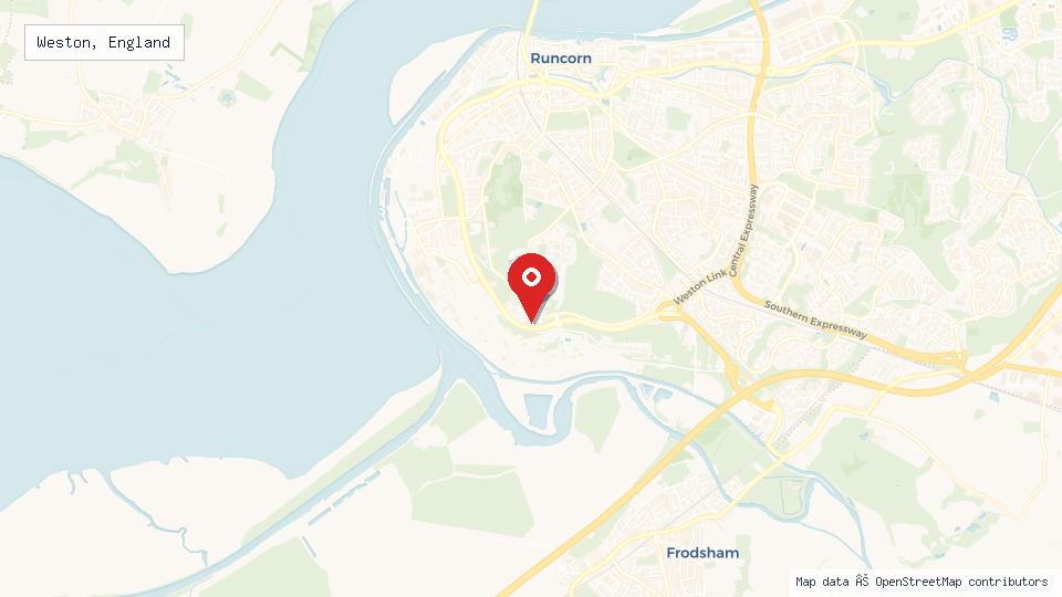Street map of Weston, England with location pin