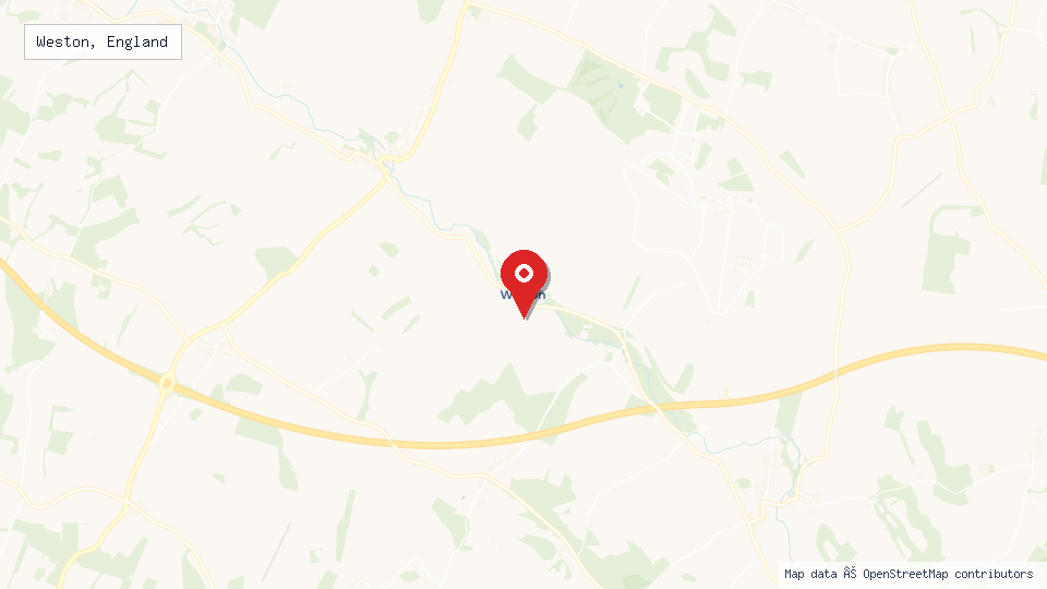 Street map of Weston, England with location pin