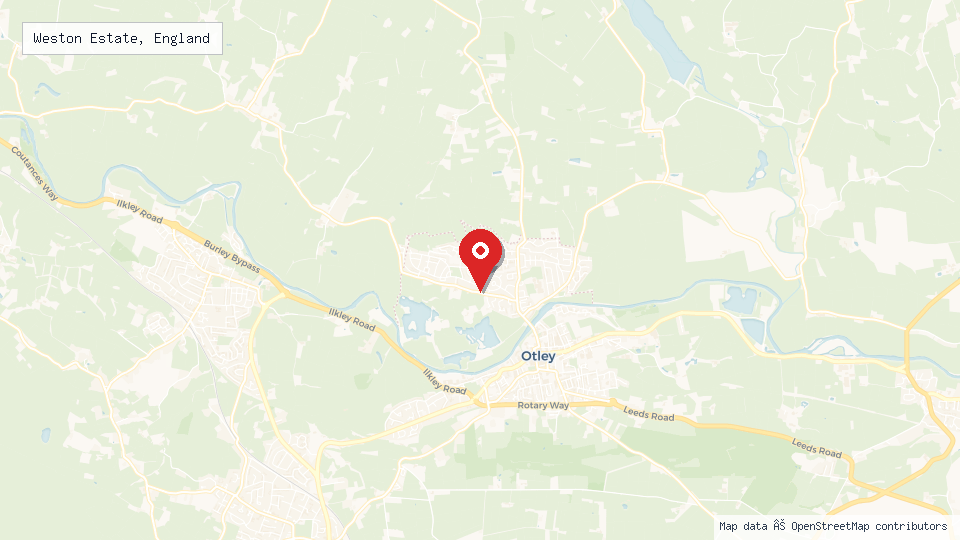 Street map of Weston Estate, England with location pin