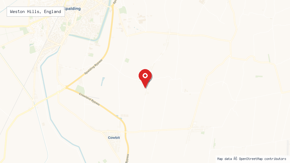 Street map of Weston Hills, England with location pin
