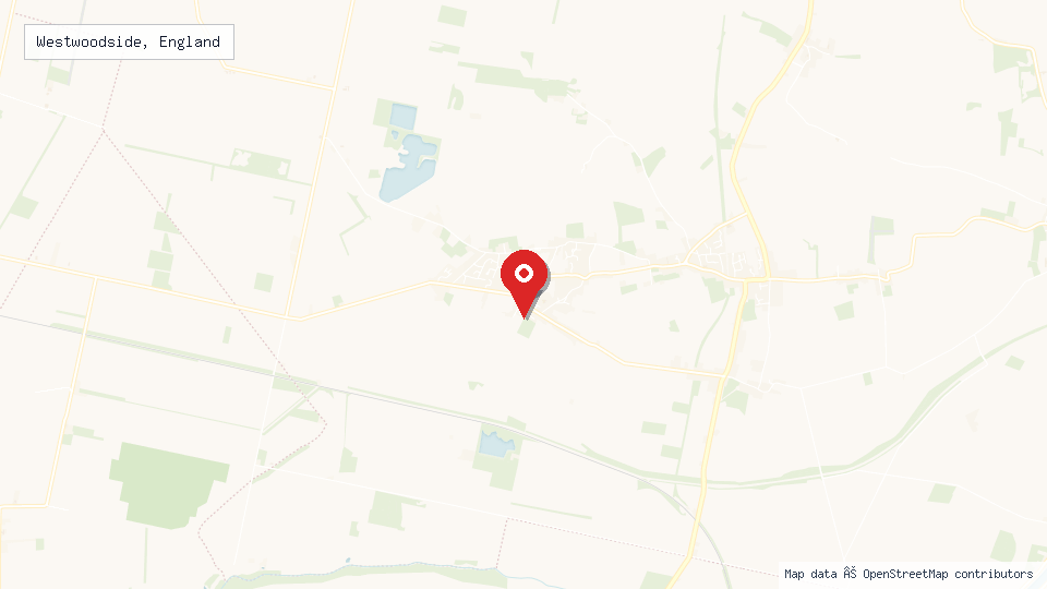 Street map of Westwoodside, England with location pin