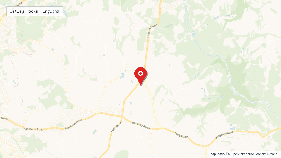 Street map of Wetley Rocks, England with location pin