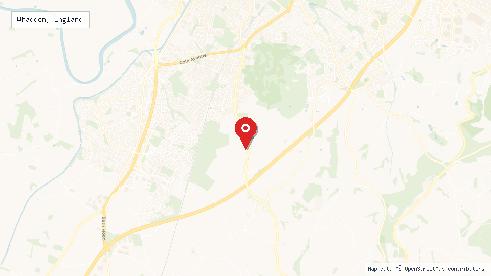 Street map of Whaddon, England with location pin