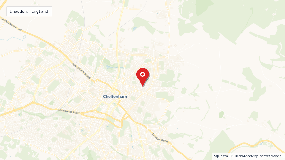 Street map of Whaddon, England with location pin