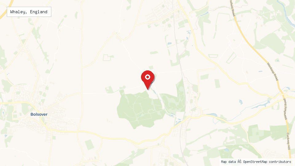 Street map of Whaley, England with location pin