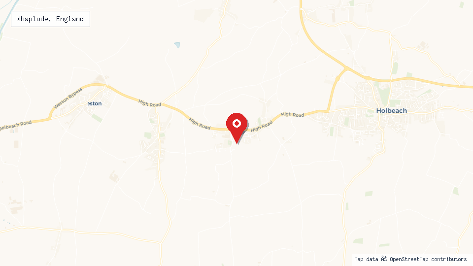 Street map of Whaplode, England with location pin