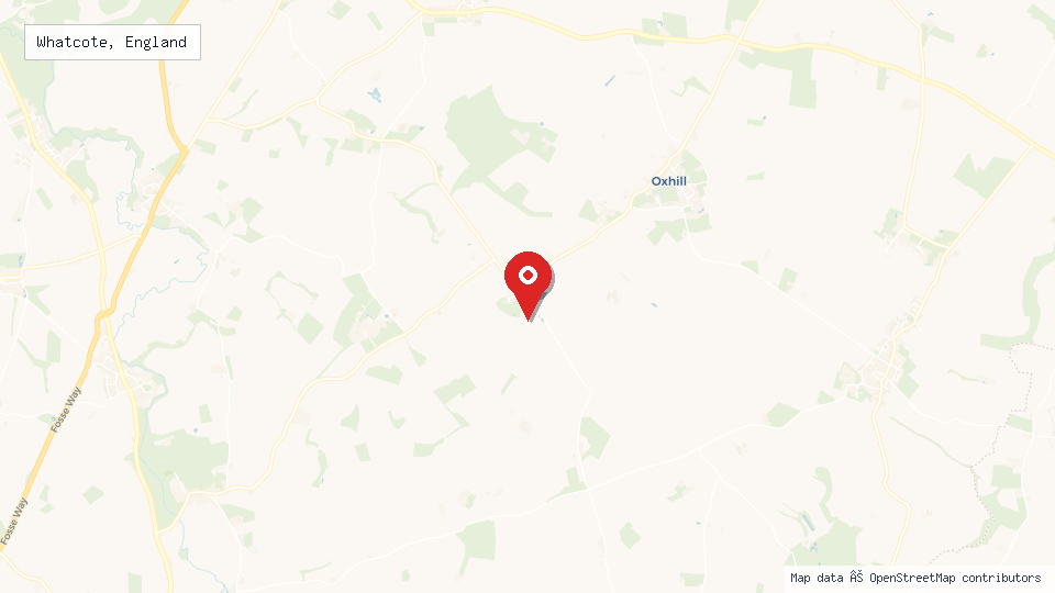 Street map of Whatcote, England with location pin