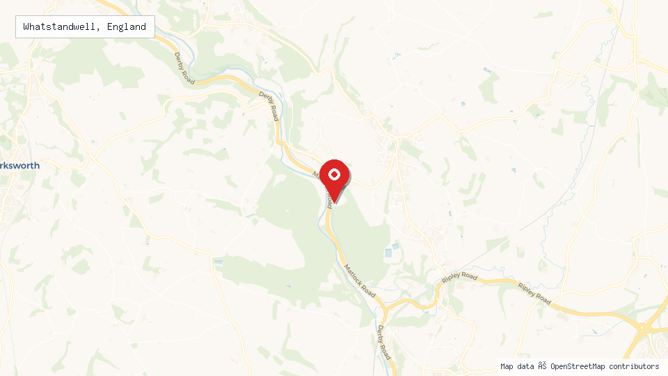Street map of Whatstandwell, England with location pin