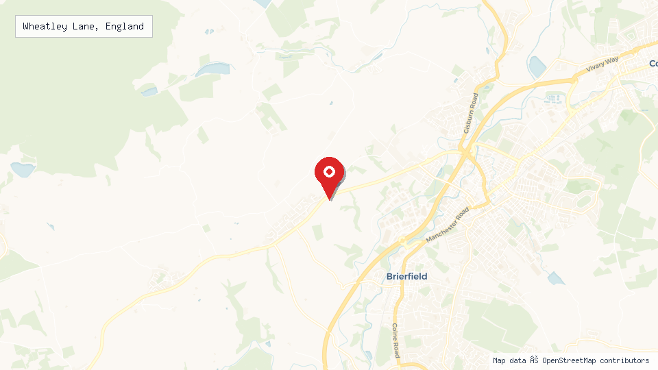 Street map of Wheatley Lane, England with location pin