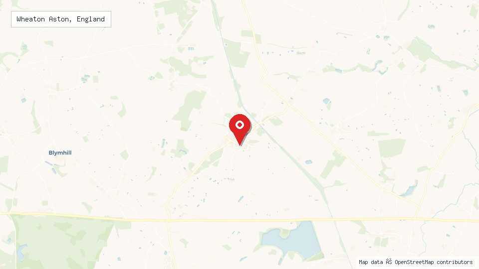 Street map of Wheaton Aston, England with location pin