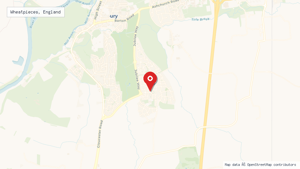 Street map of Wheatpieces, England with location pin