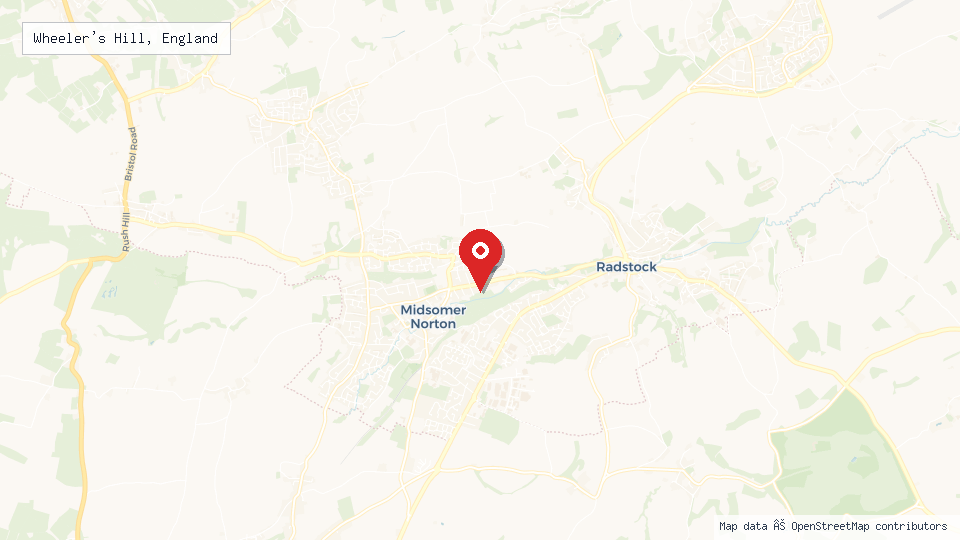 Street map of Wheeler's Hill, England with location pin