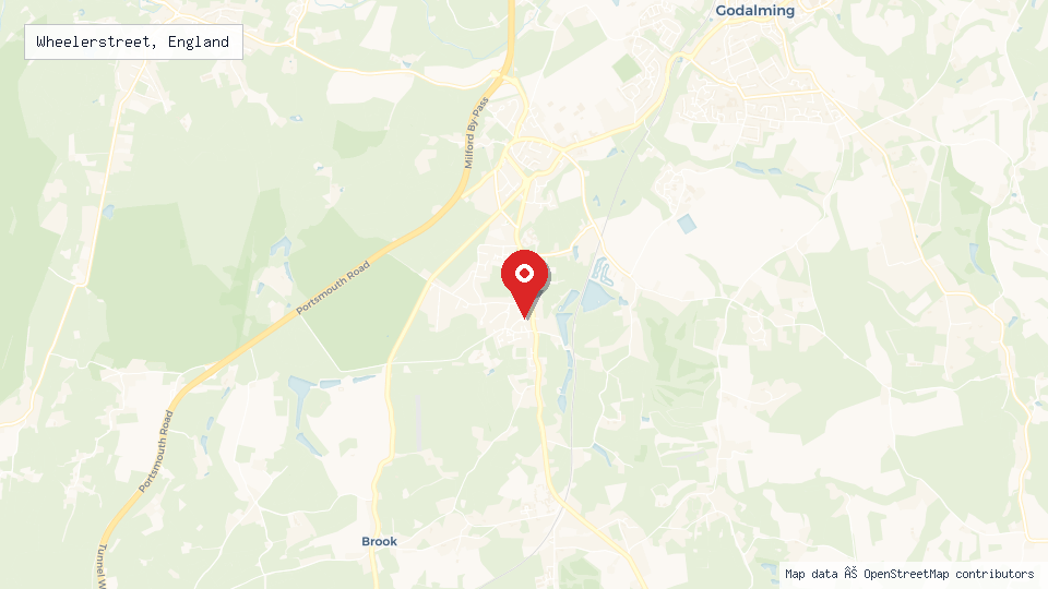 Street map of Wheelerstreet, England with location pin