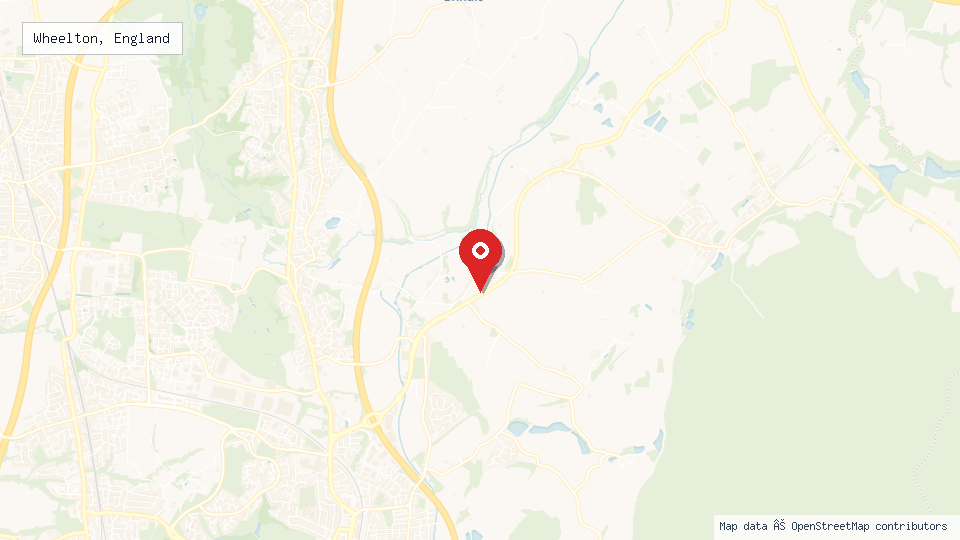 Street map of Wheelton, England with location pin