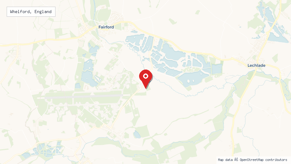 Street map of Whelford, England with location pin