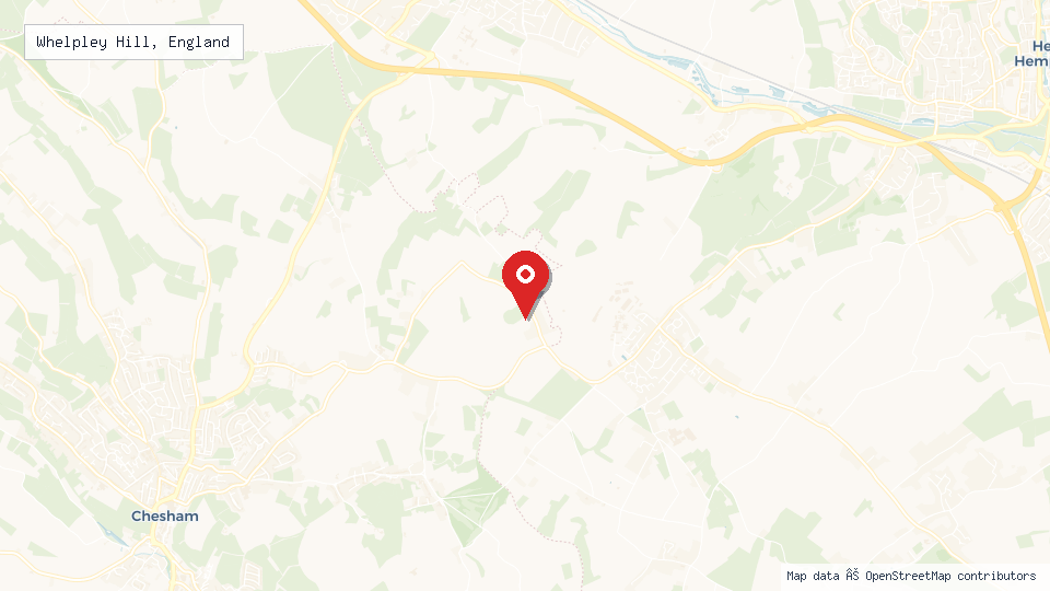 Street map of Whelpley Hill, England with location pin