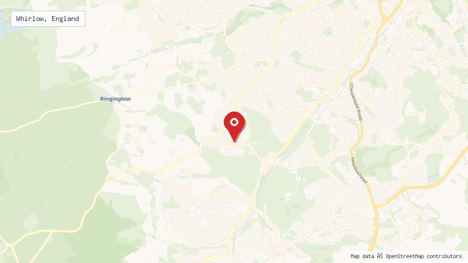 Street map of Whirlow, England with location pin