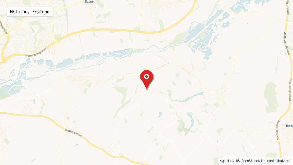 Street map of Whiston, England with location pin