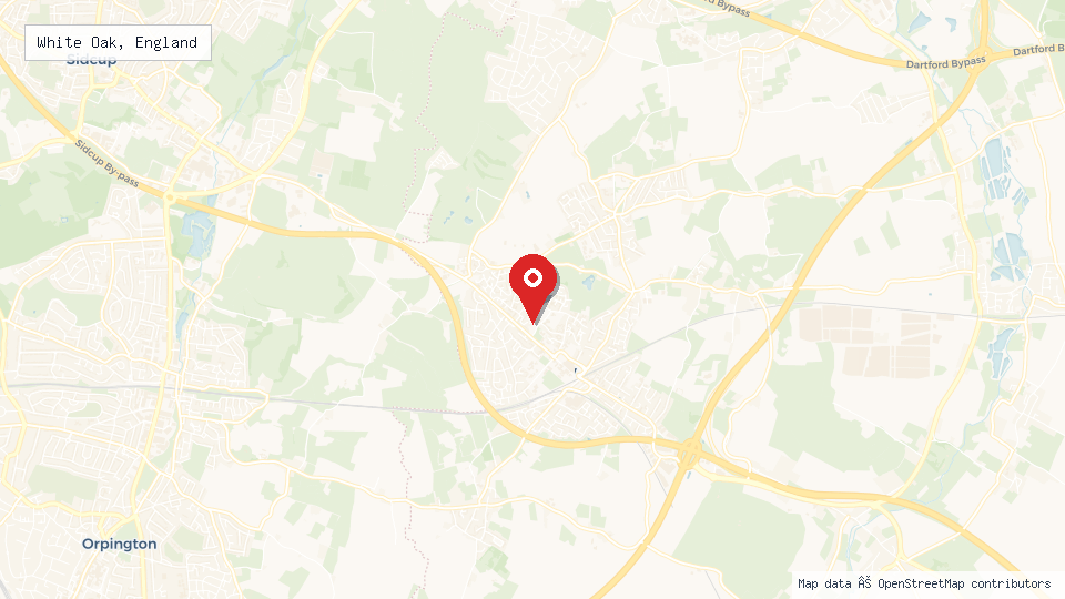 Street map of White Oak, England with location pin