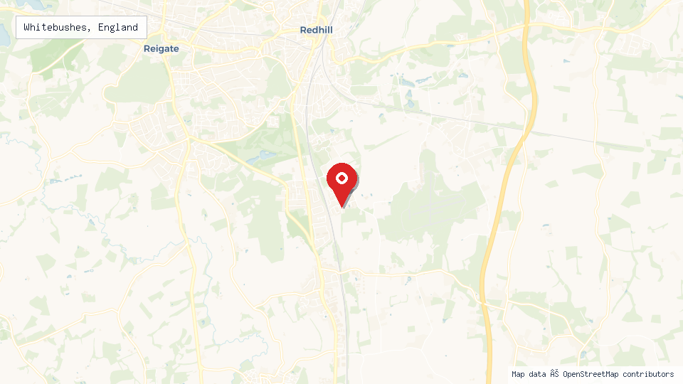 Street map of Whitebushes, England with location pin