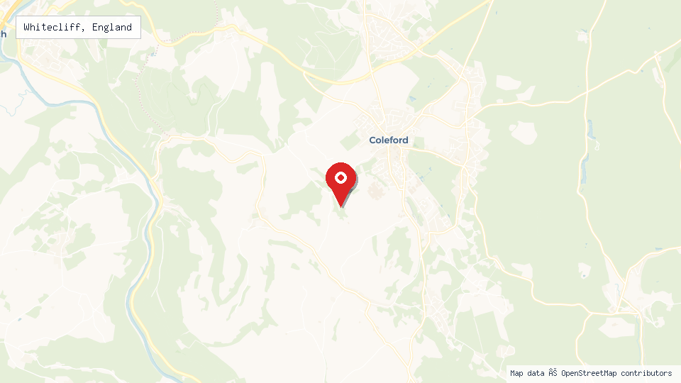 Street map of Whitecliff, England with location pin