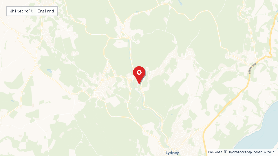 Street map of Whitecroft, England with location pin