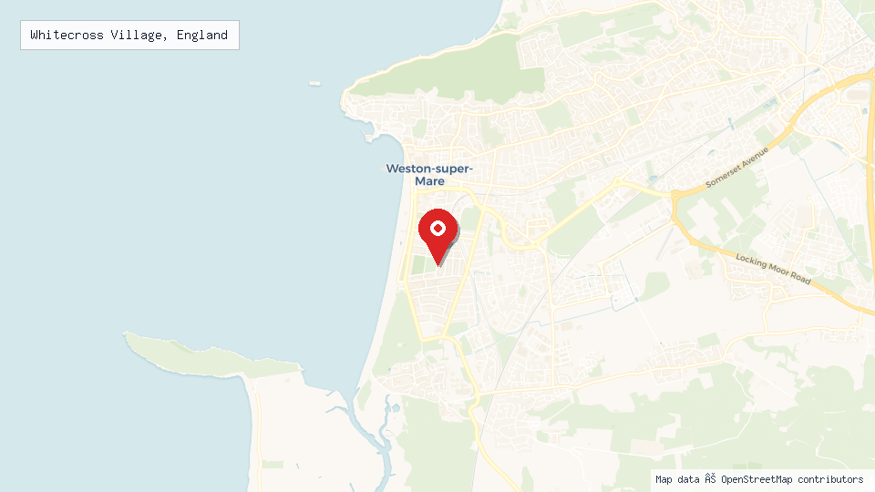 Street map of Whitecross Village, England with location pin