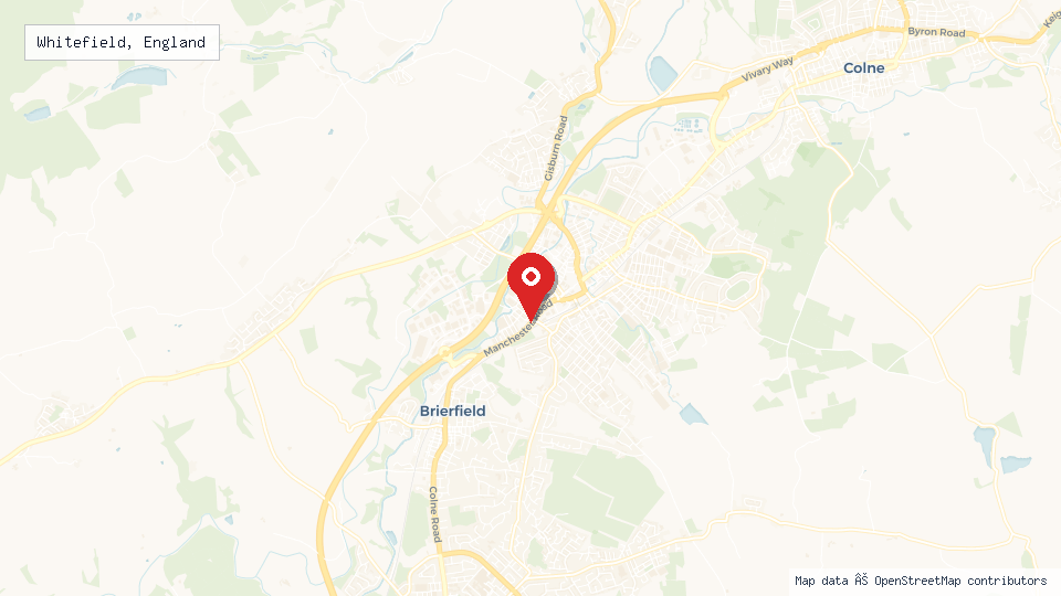 Street map of Whitefield, England with location pin