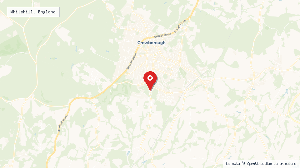 Street map of Whitehill, England with location pin