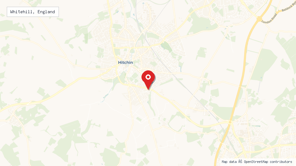 Street map of Whitehill, England with location pin
