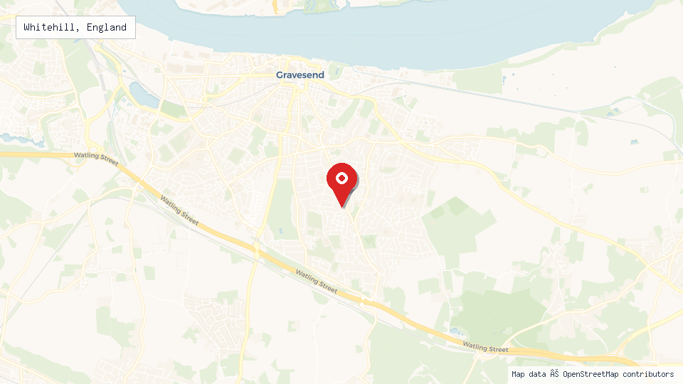 Street map of Whitehill, England with location pin