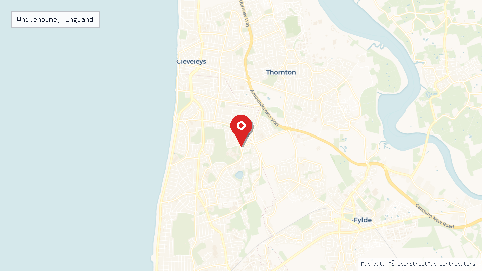 Street map of Whiteholme, England with location pin